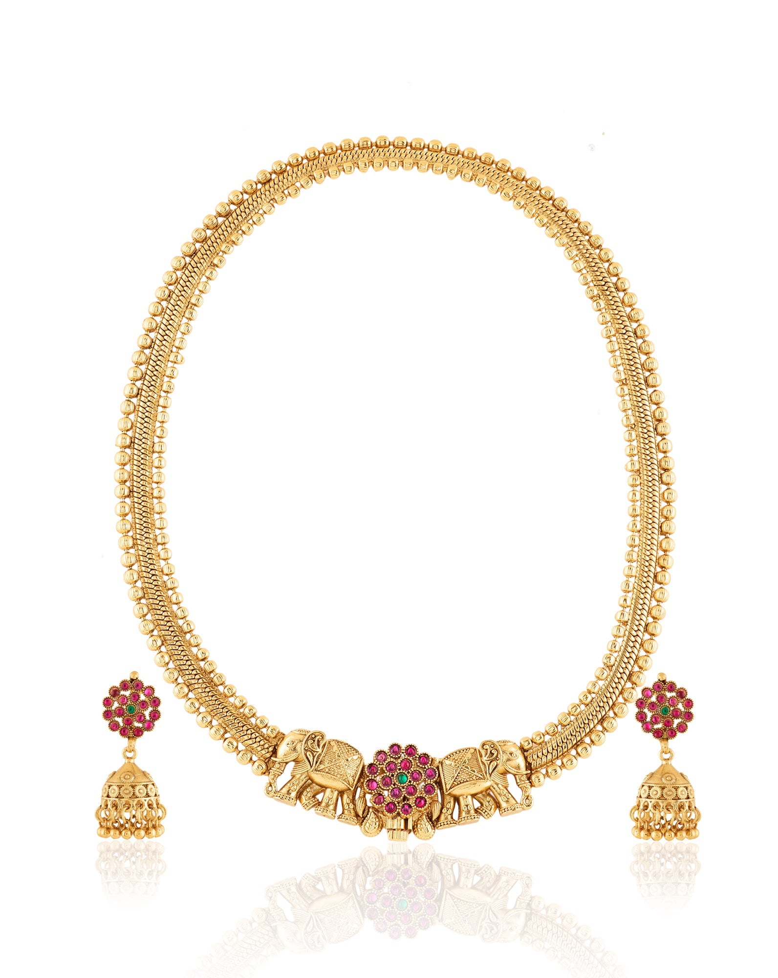 Elephant Temple Gold Necklace Set