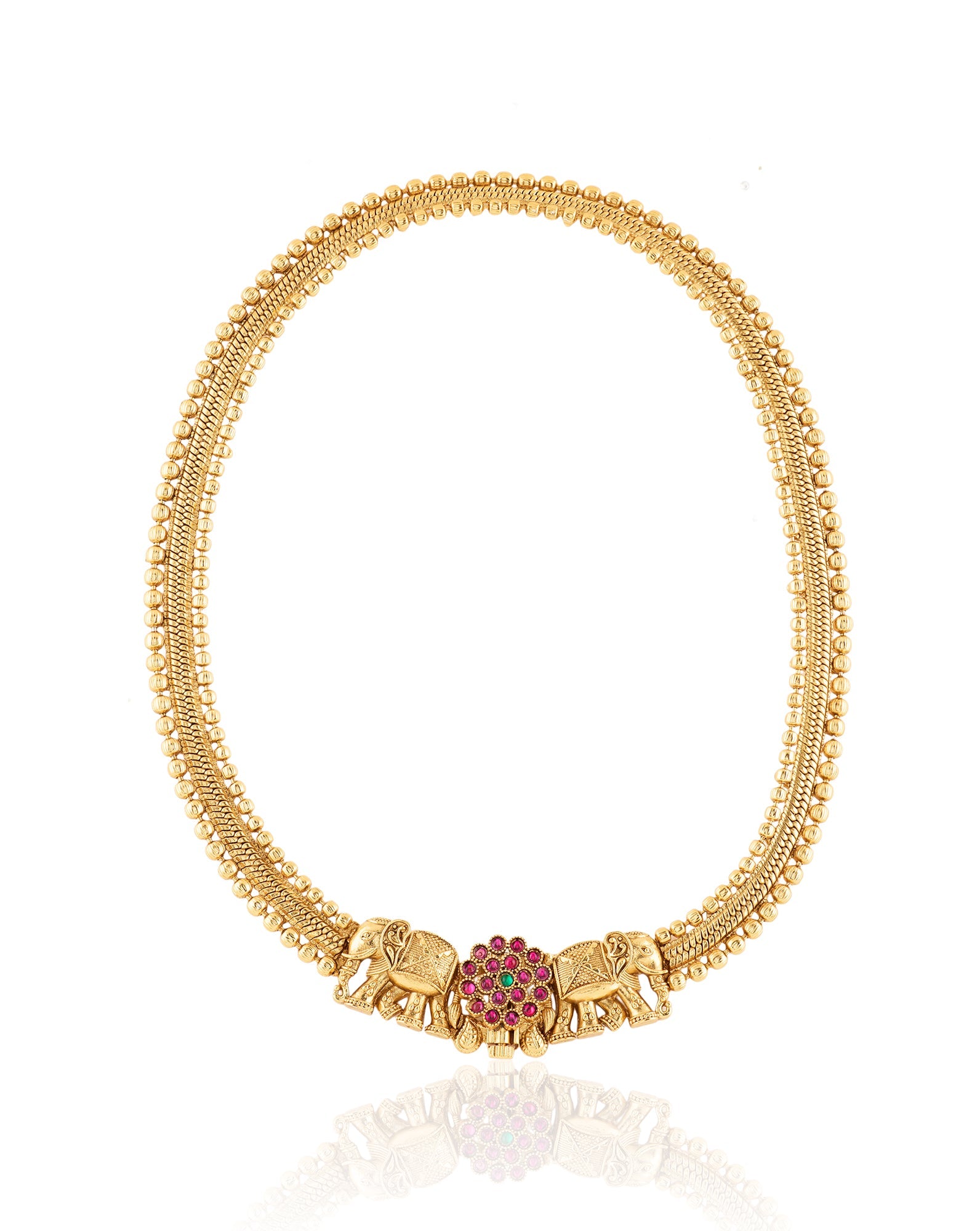 Elephant Temple Gold Necklace Set