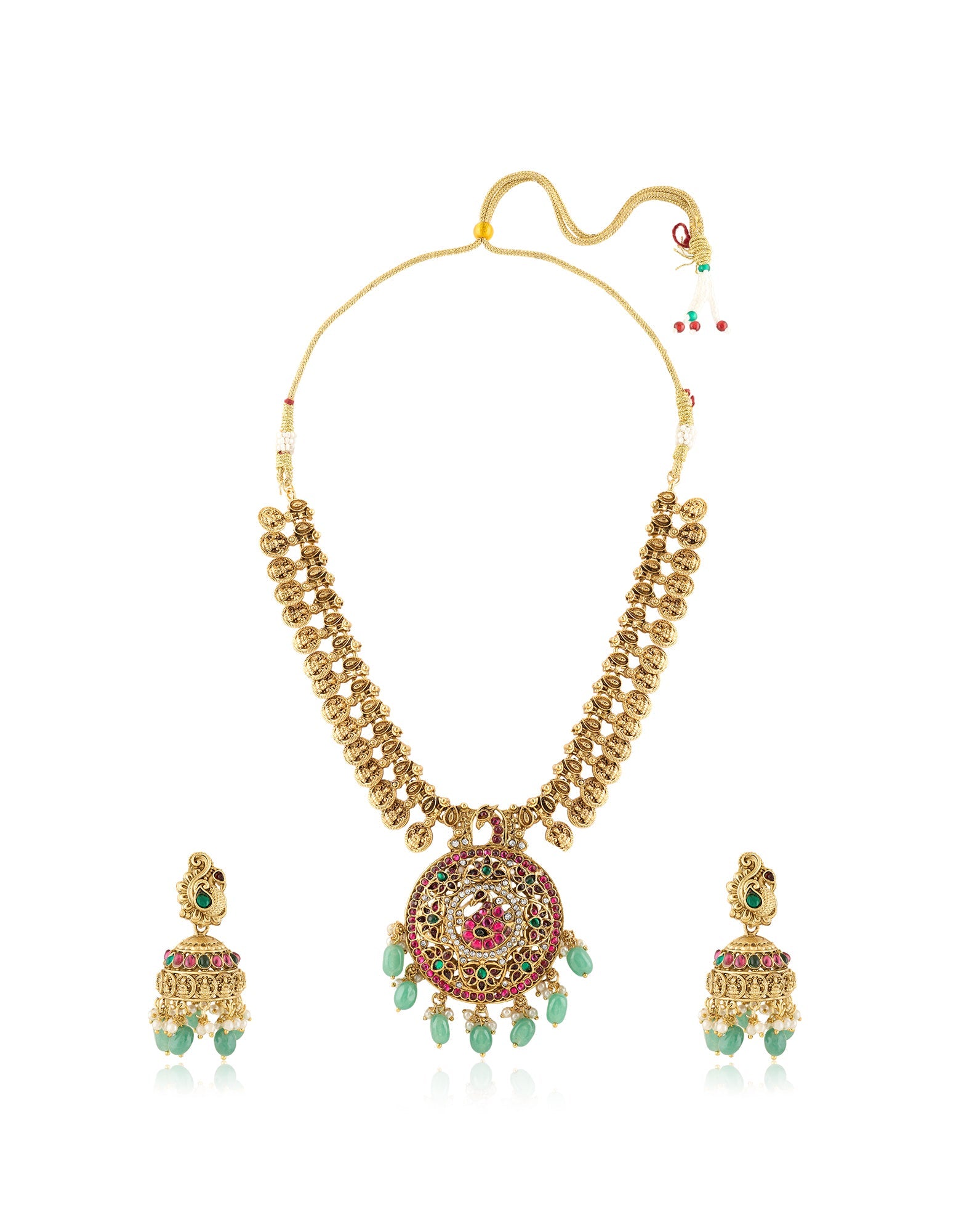 Temple Gold Long Necklace Set