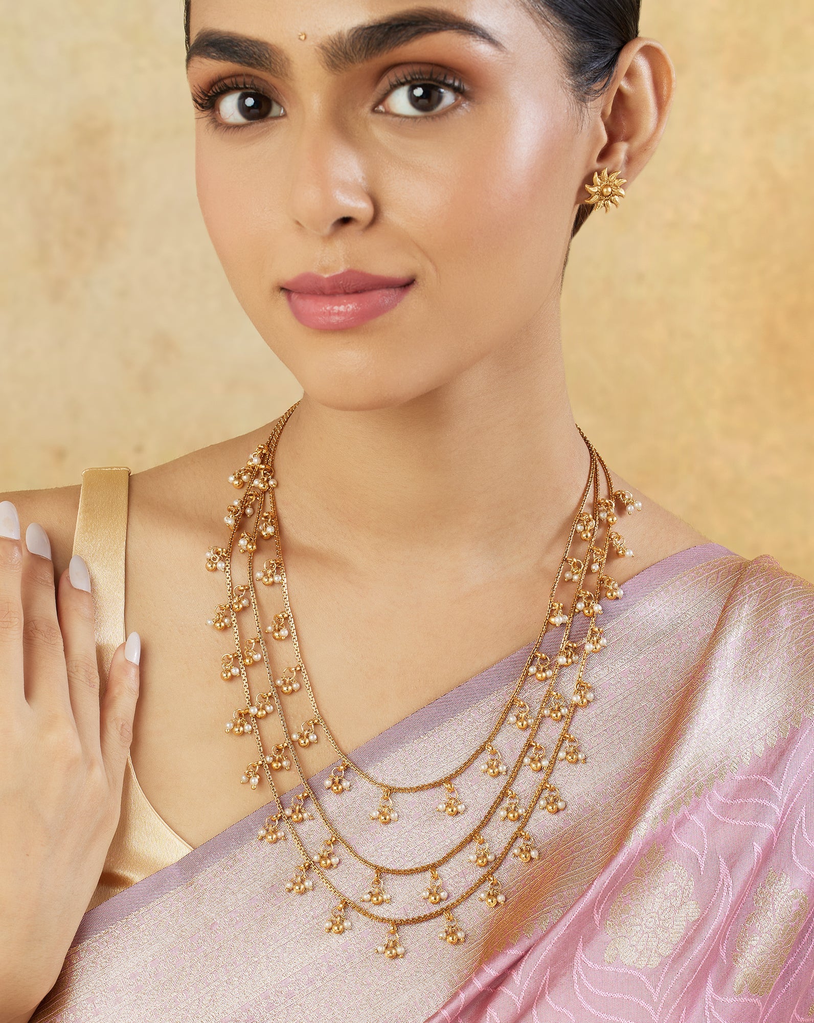 Layered Temple Gold Necklace Set