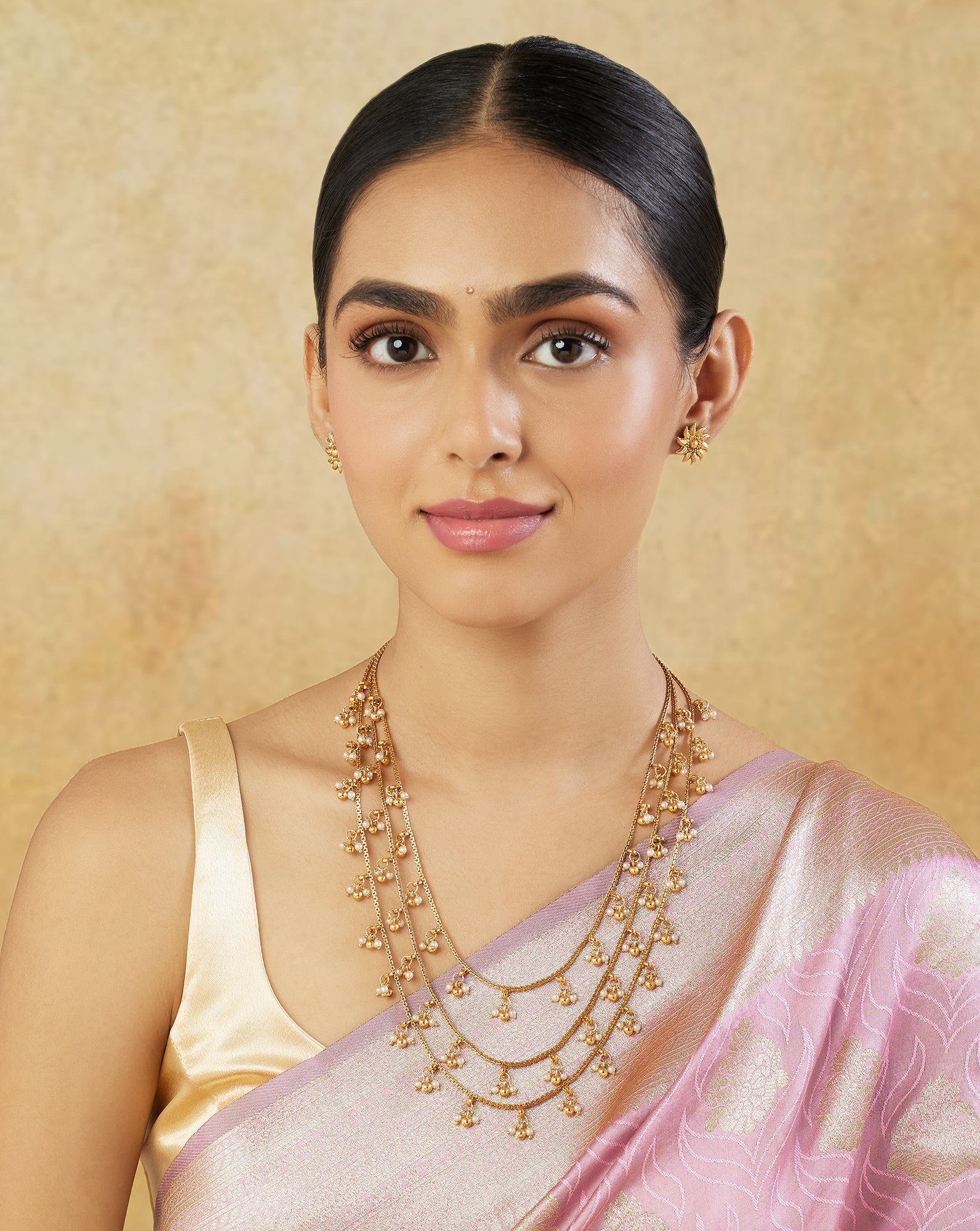 Layered Temple Gold Necklace Set