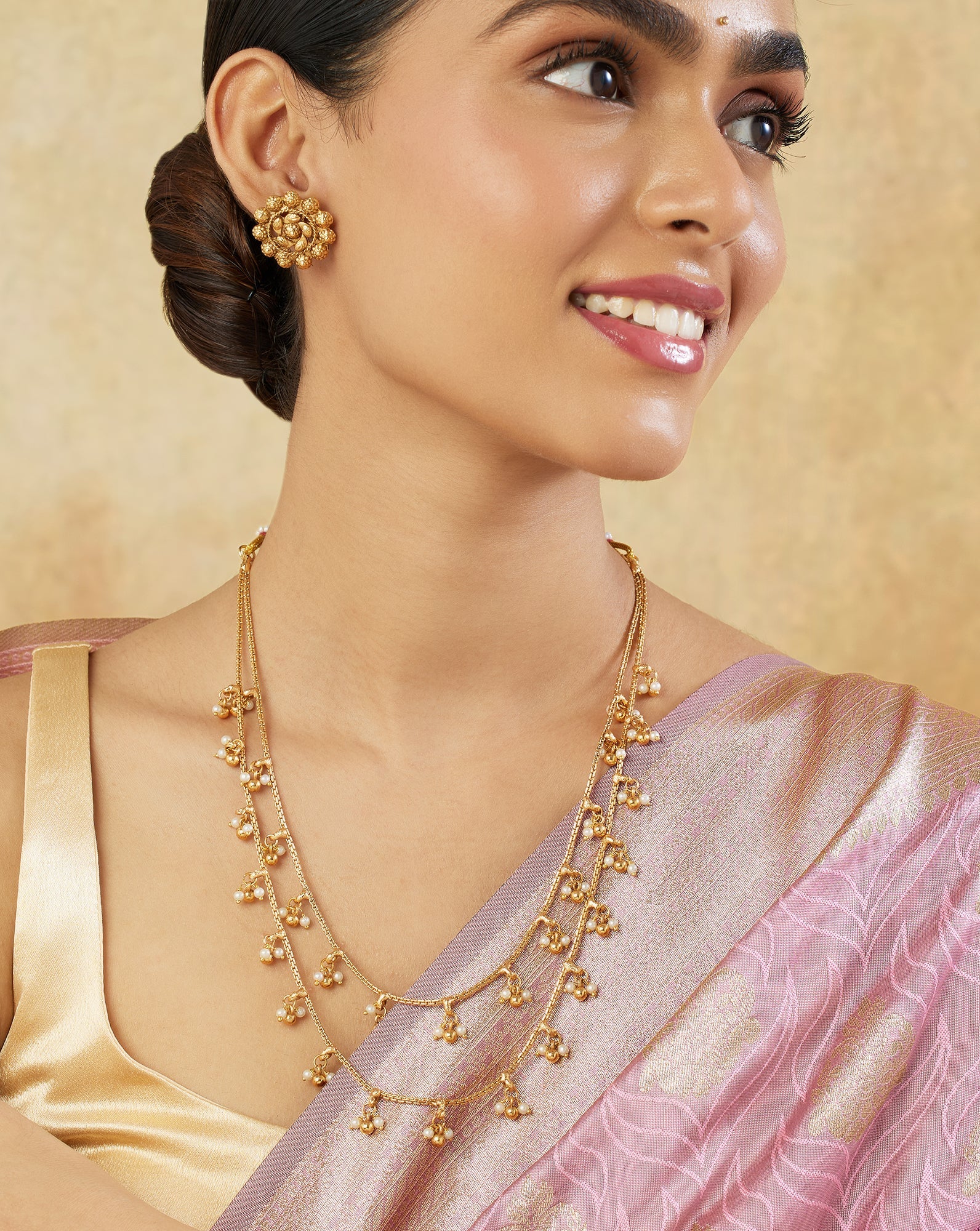 Temple Layered Gold Necklace Set