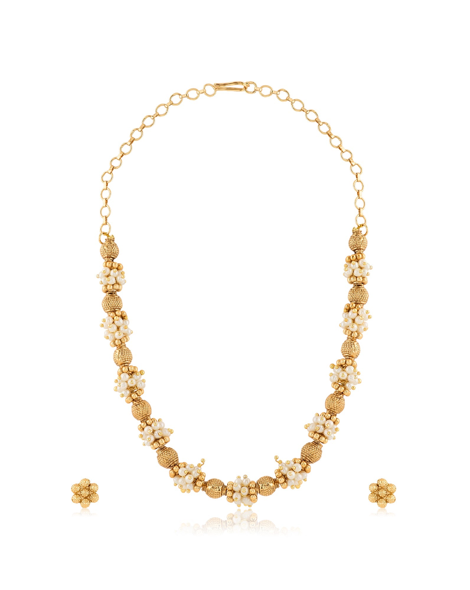 Floral Temple Gold Necklace Set