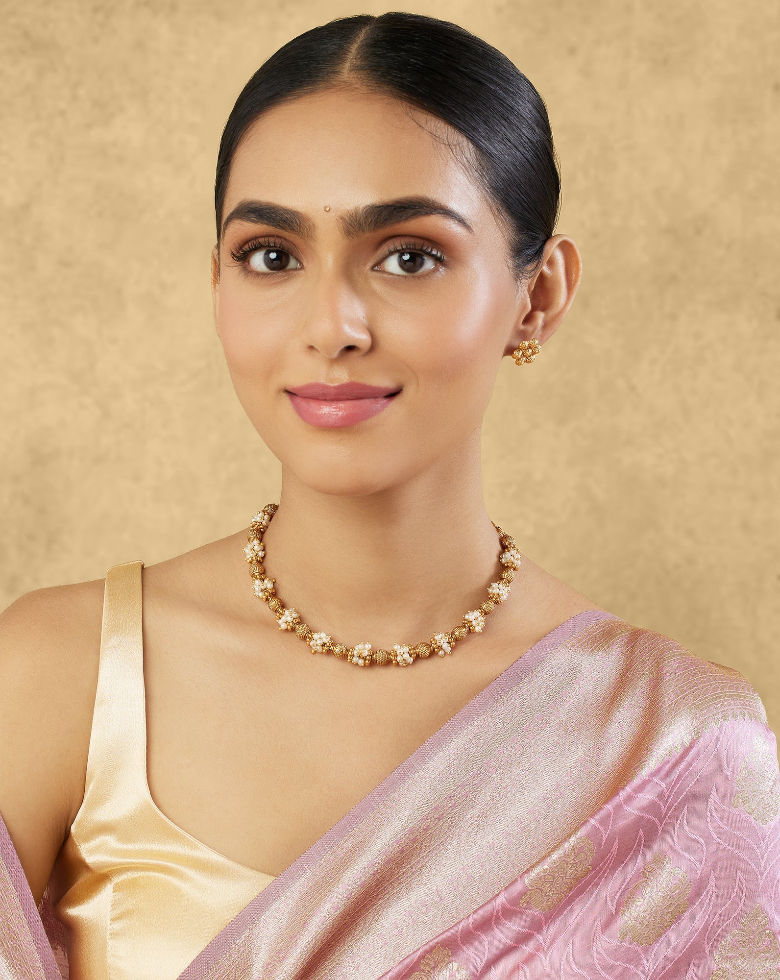 Floral Temple Gold Necklace Set