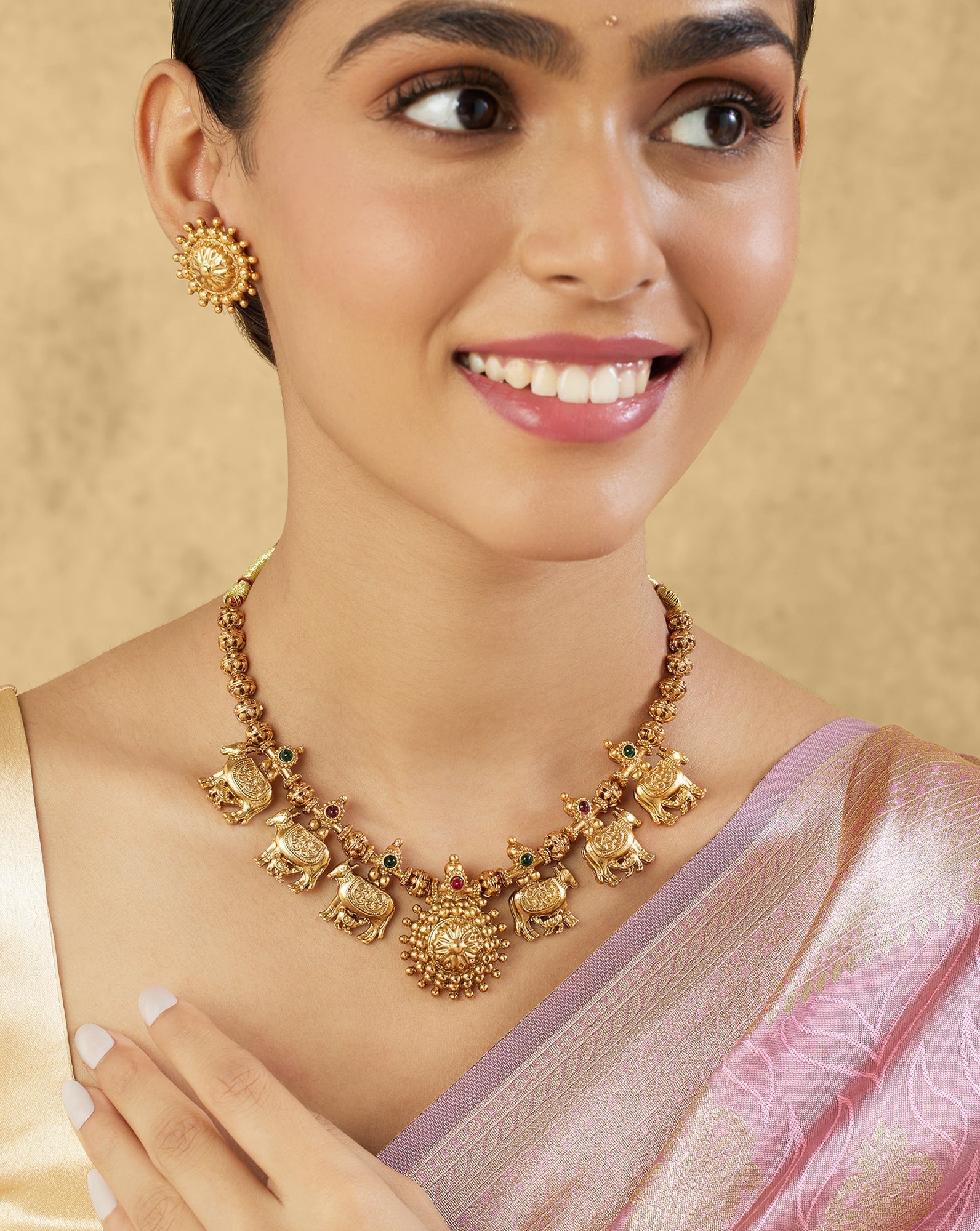 Gaya Temple Gold Necklace Set