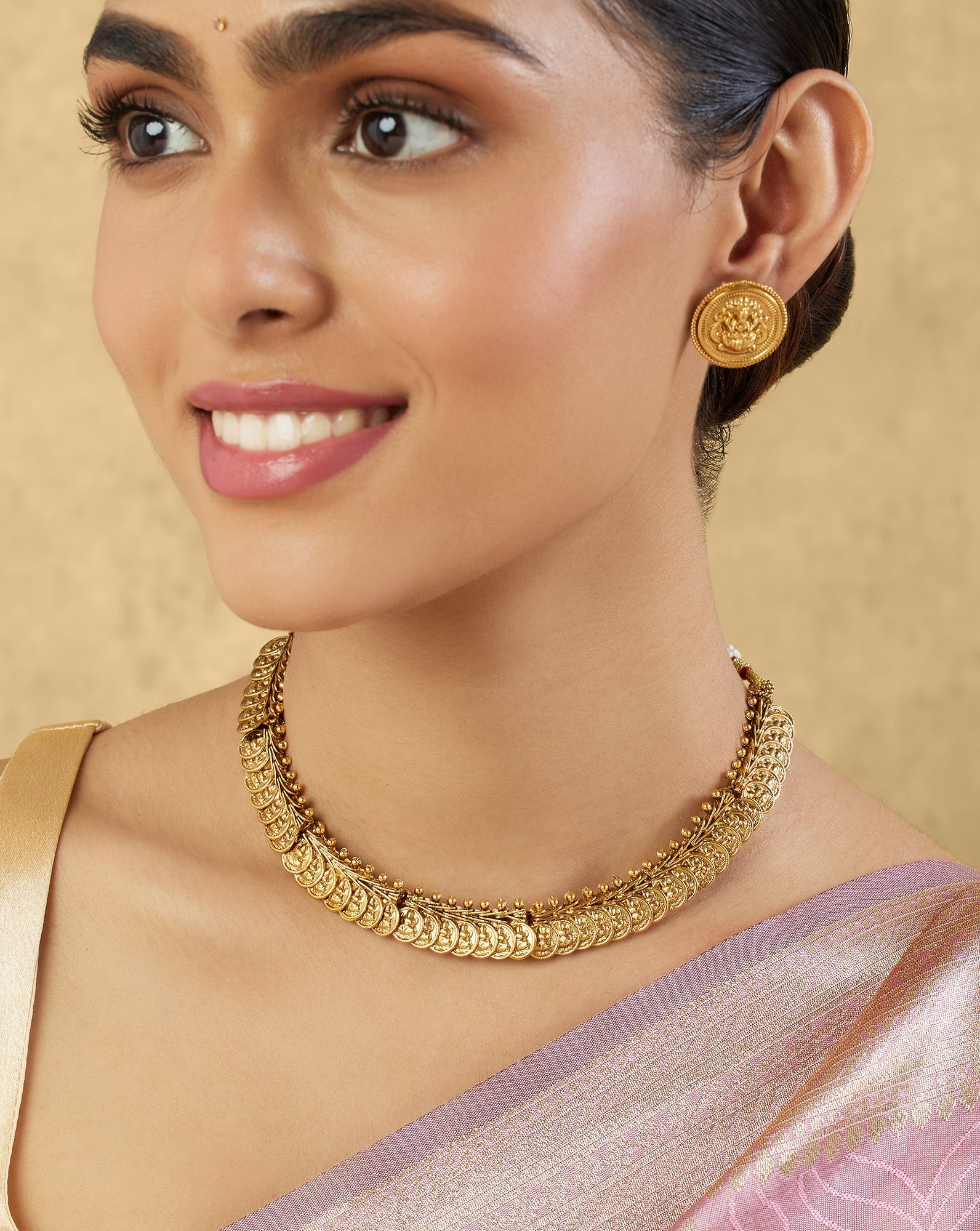 Coin Temple Gold Necklace Set
