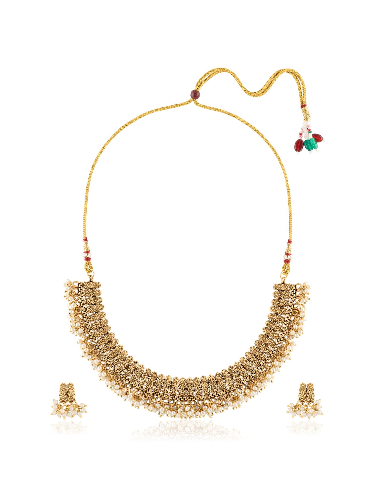 Gold Temple Statement Necklace Set