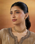 Gold Coin Temple Necklace Set
