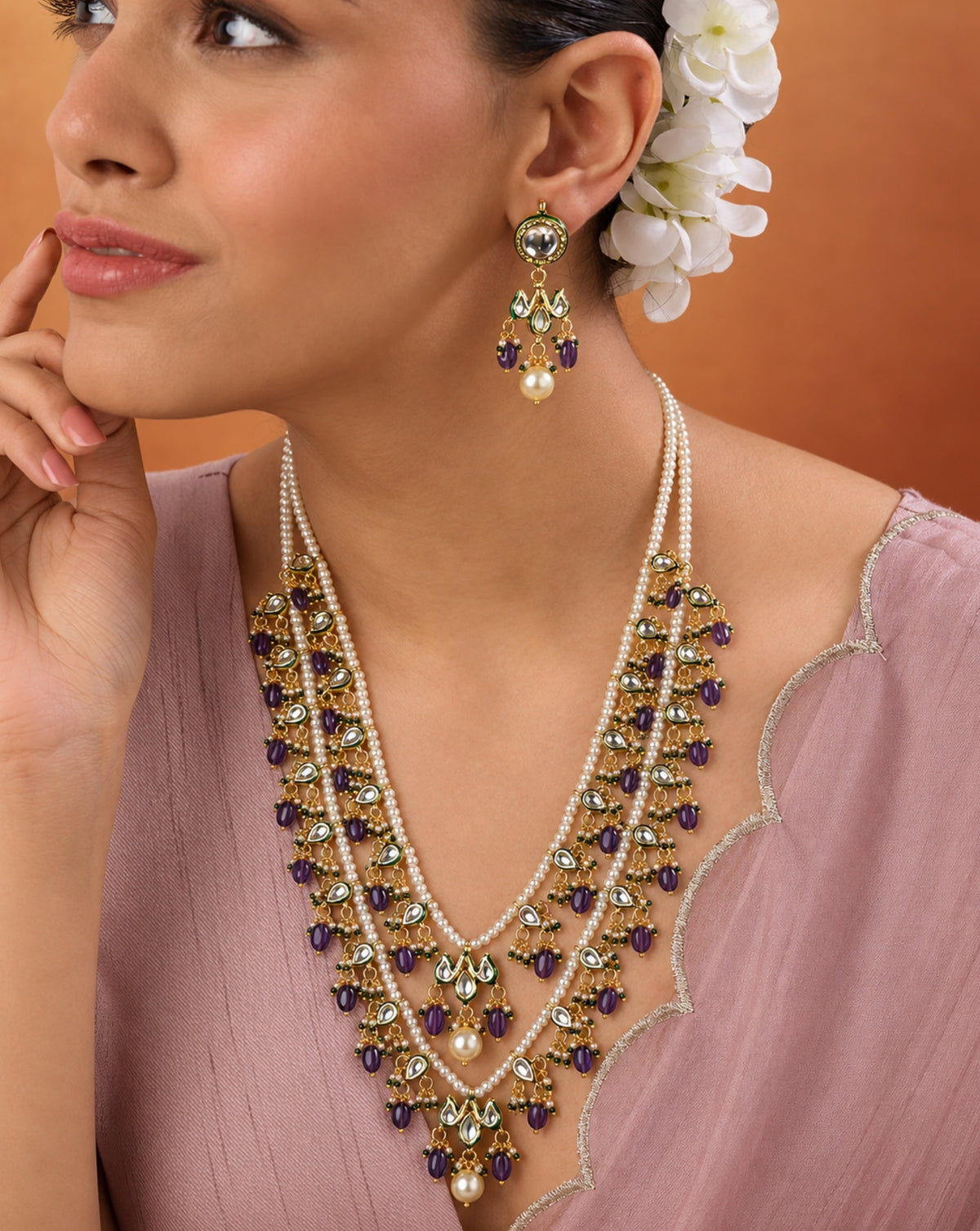 Kundan Two Layer Necklace Set