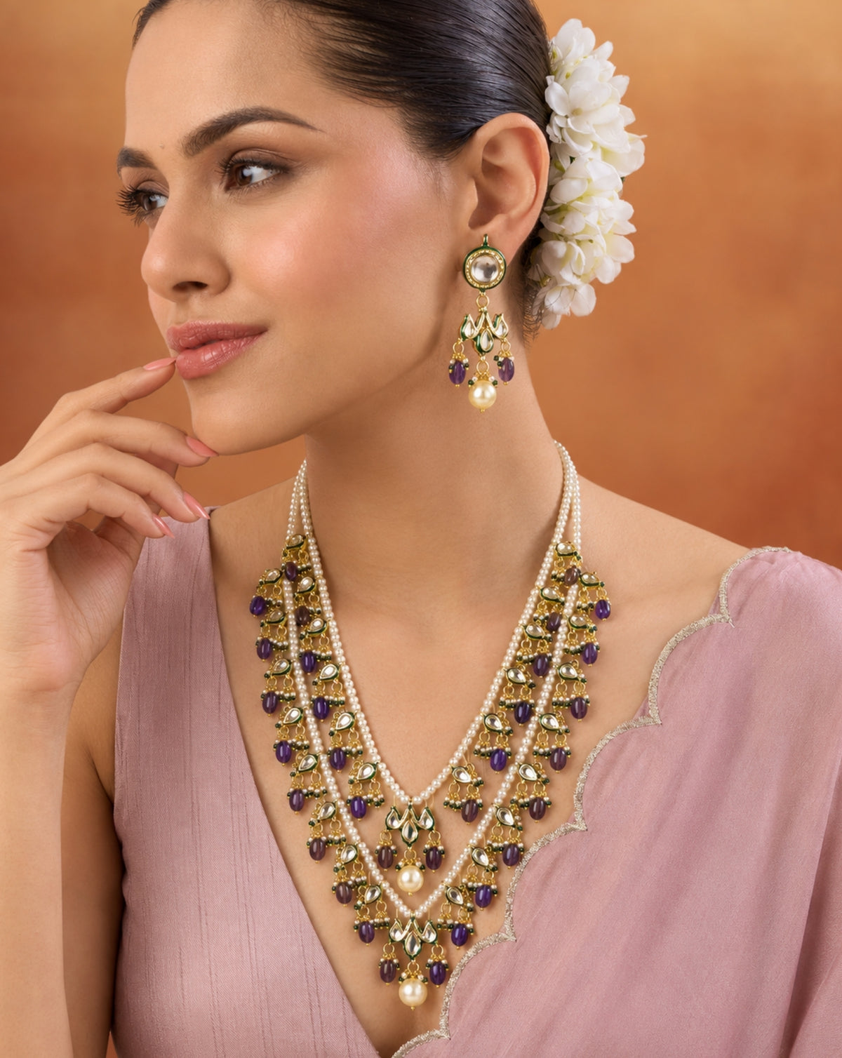 Kundan Two Layer Necklace Set