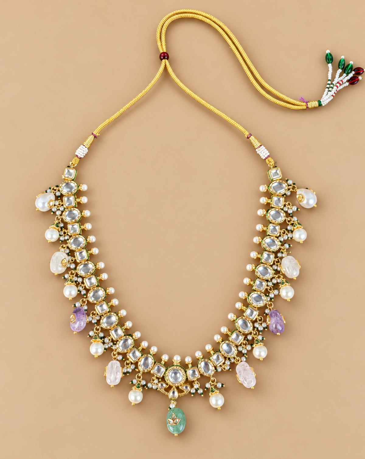 Kundan Pearl Collar Necklace Set