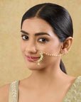 Pearl Kundan Gold Nose Ring