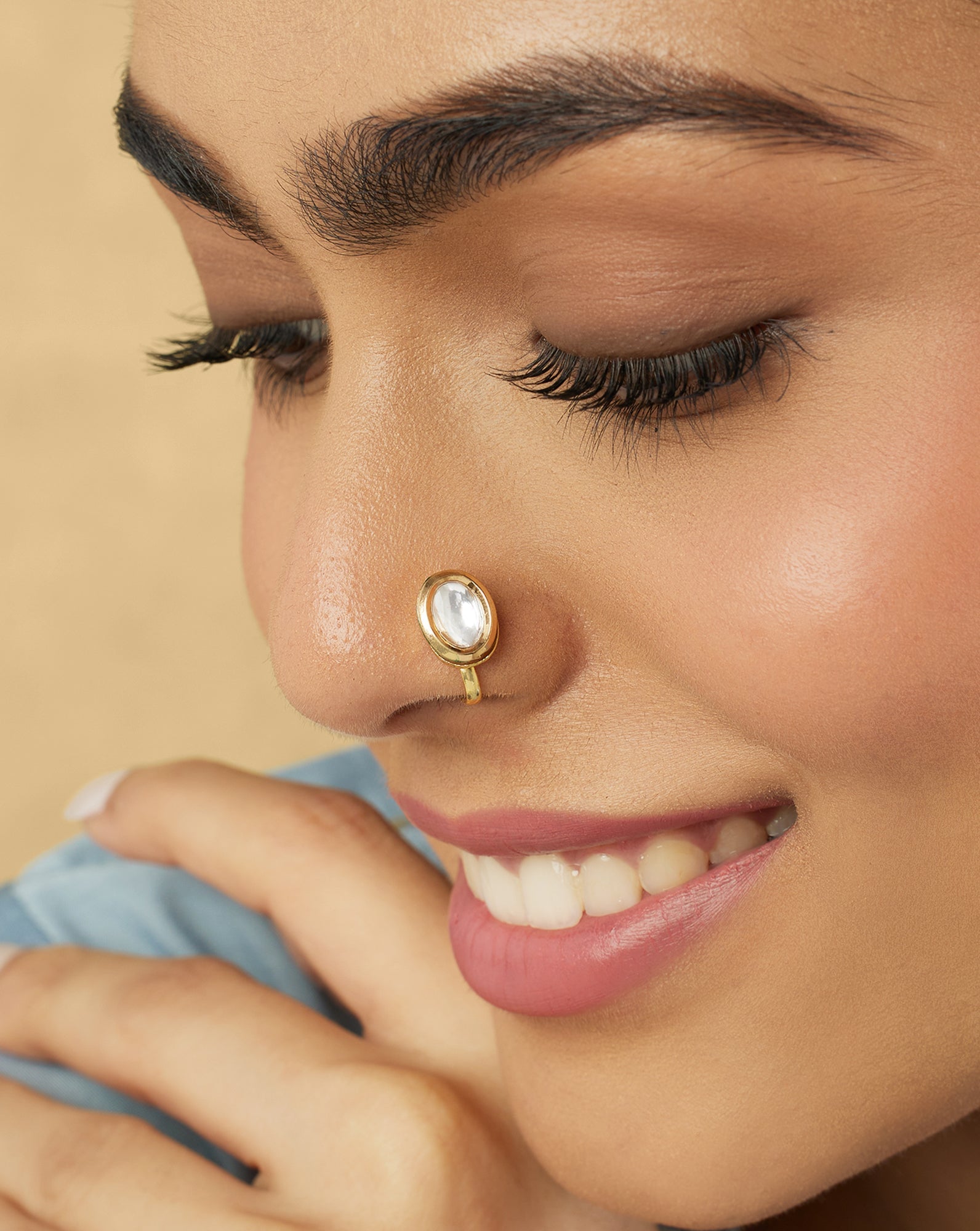 Gold Kundan Everyday Nose Ring