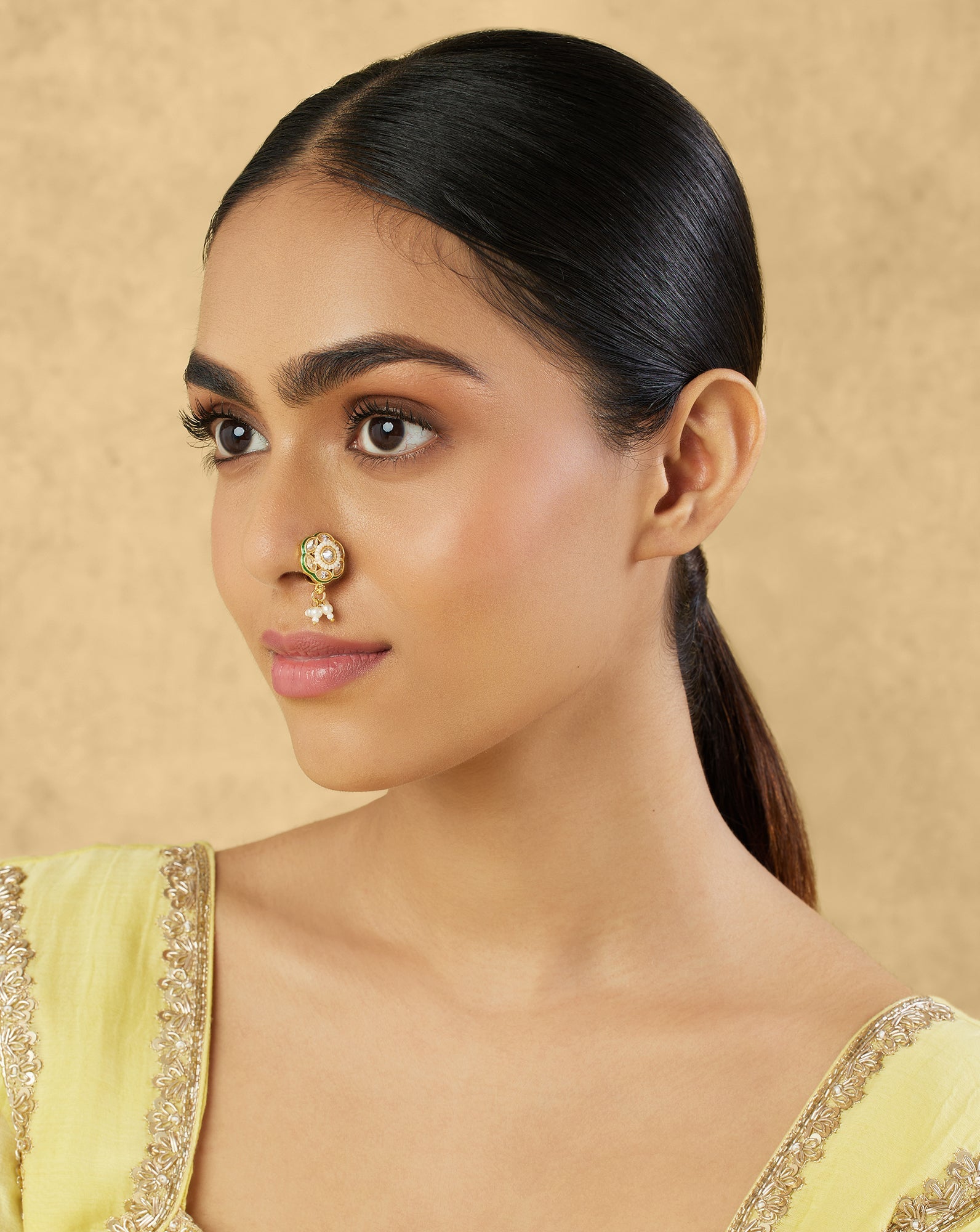 Pearl Temple Gold Nose Ring