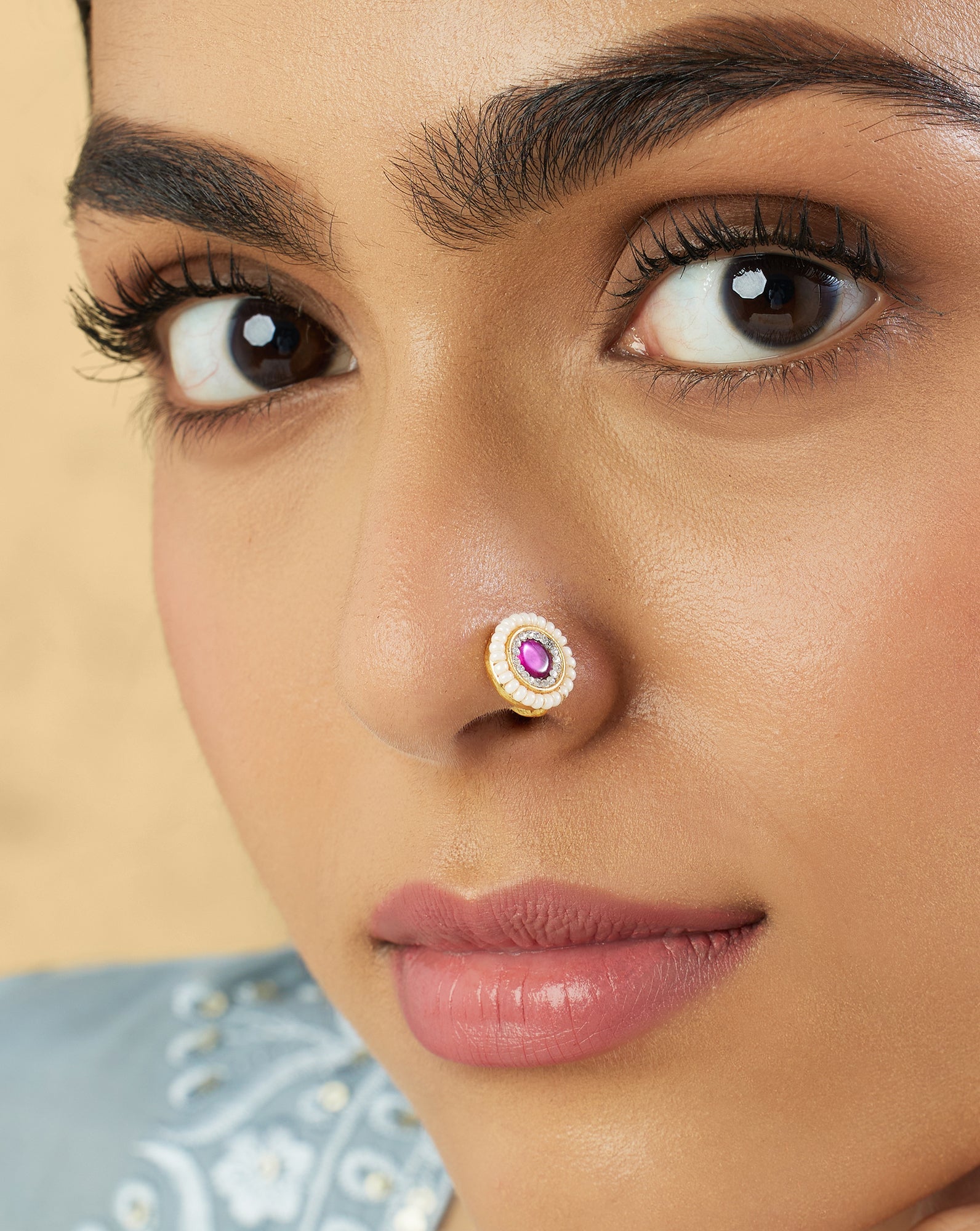 Ruby Temple Gold Nose Pin