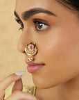 Chanderi Temple Pearl Gold Nose Ring
