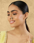 Green Gold Kundan Nose Ring