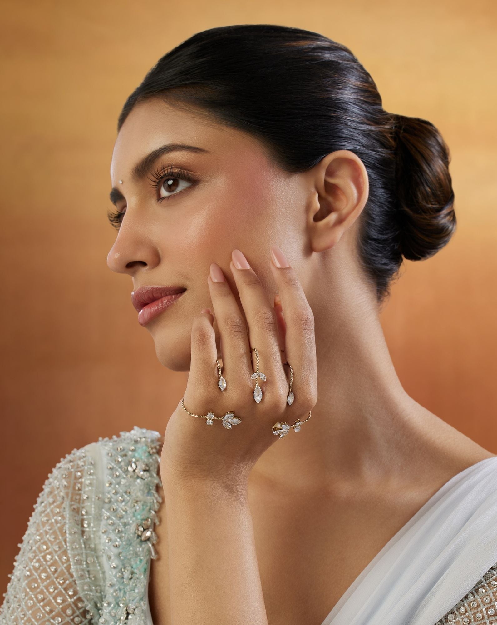 Zircon Leaf Palm Cuff