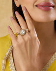 Kundan Polki Two-Finger Ring