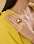 Turquoise Polki Kundan Statement Ring