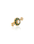 Green Kundan Polki Two-Finger Ring