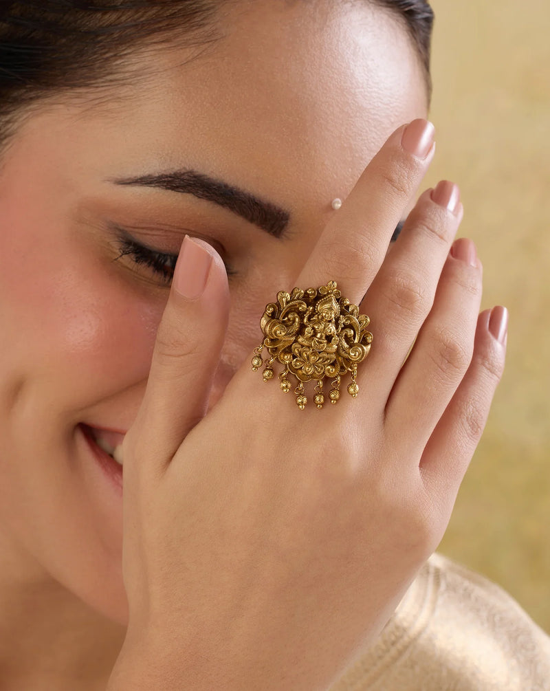 Temple Antique Gold Polish Ring