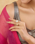 Kundan Gold Two-Head Ring