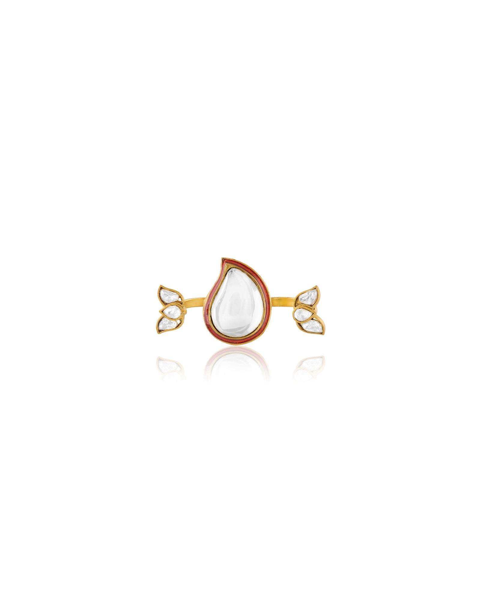 Kundan Statement Gold Two-Finger Ring