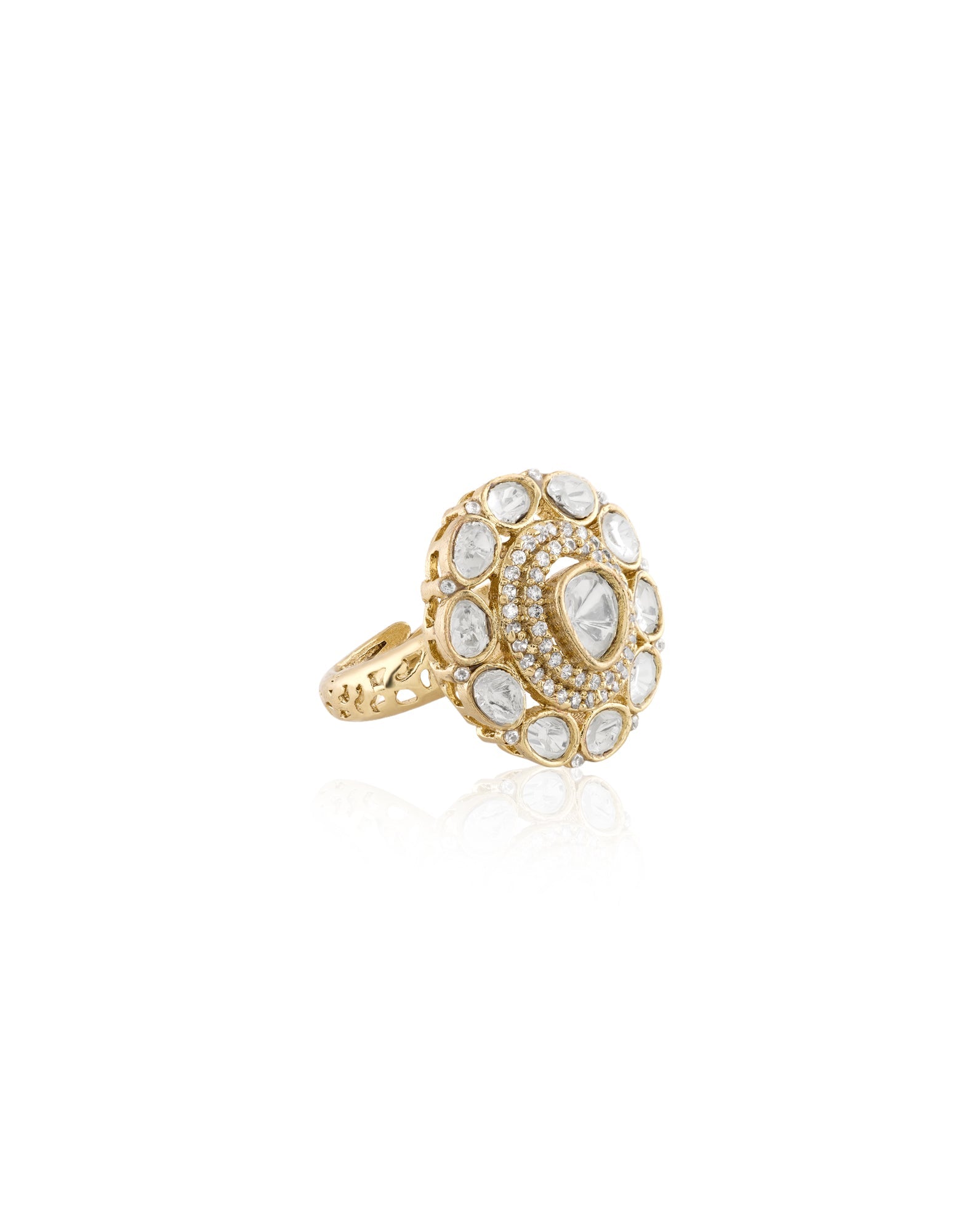 Kundan Statement Gold Ring