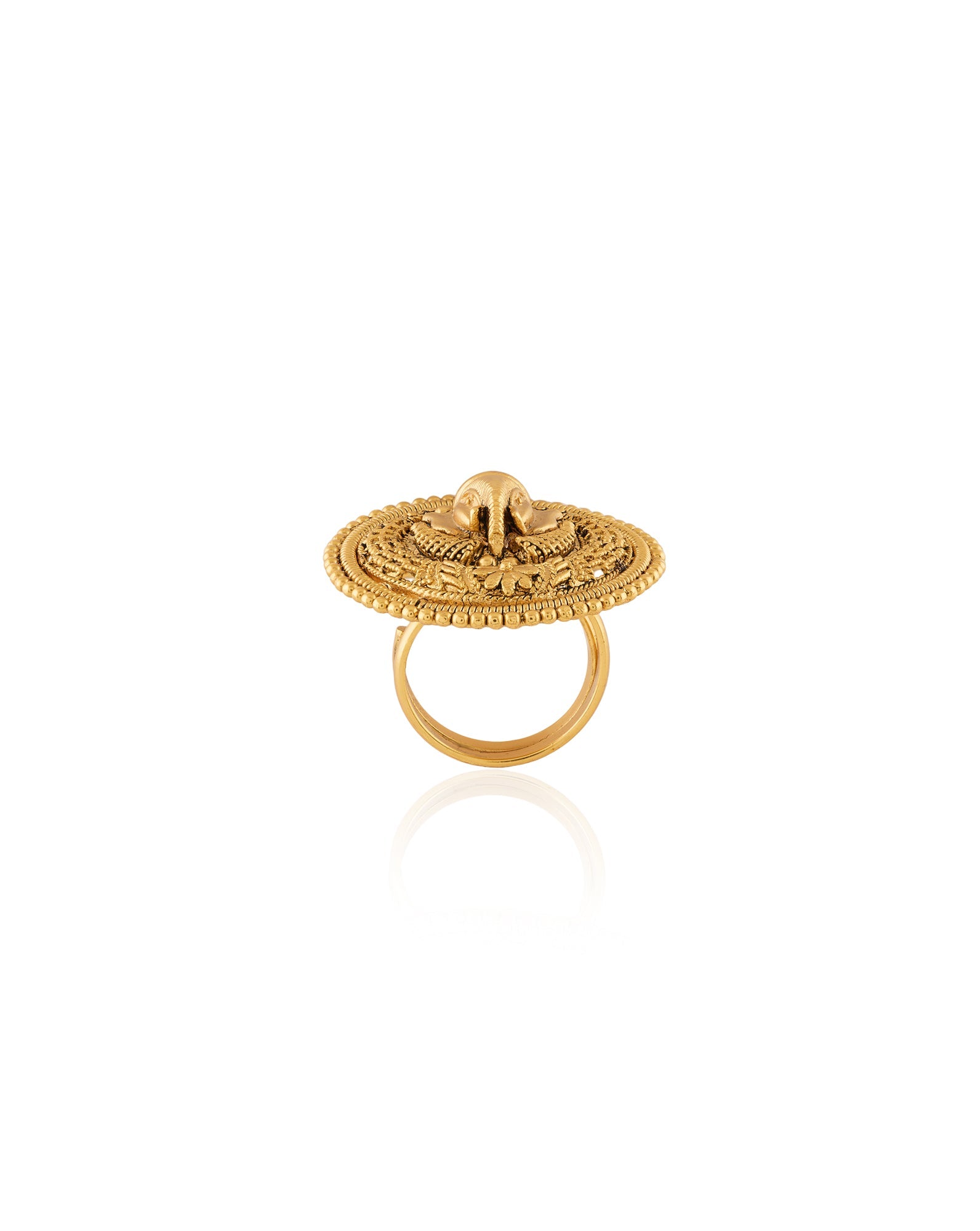 Ganesha Temple Gold Statement Ring