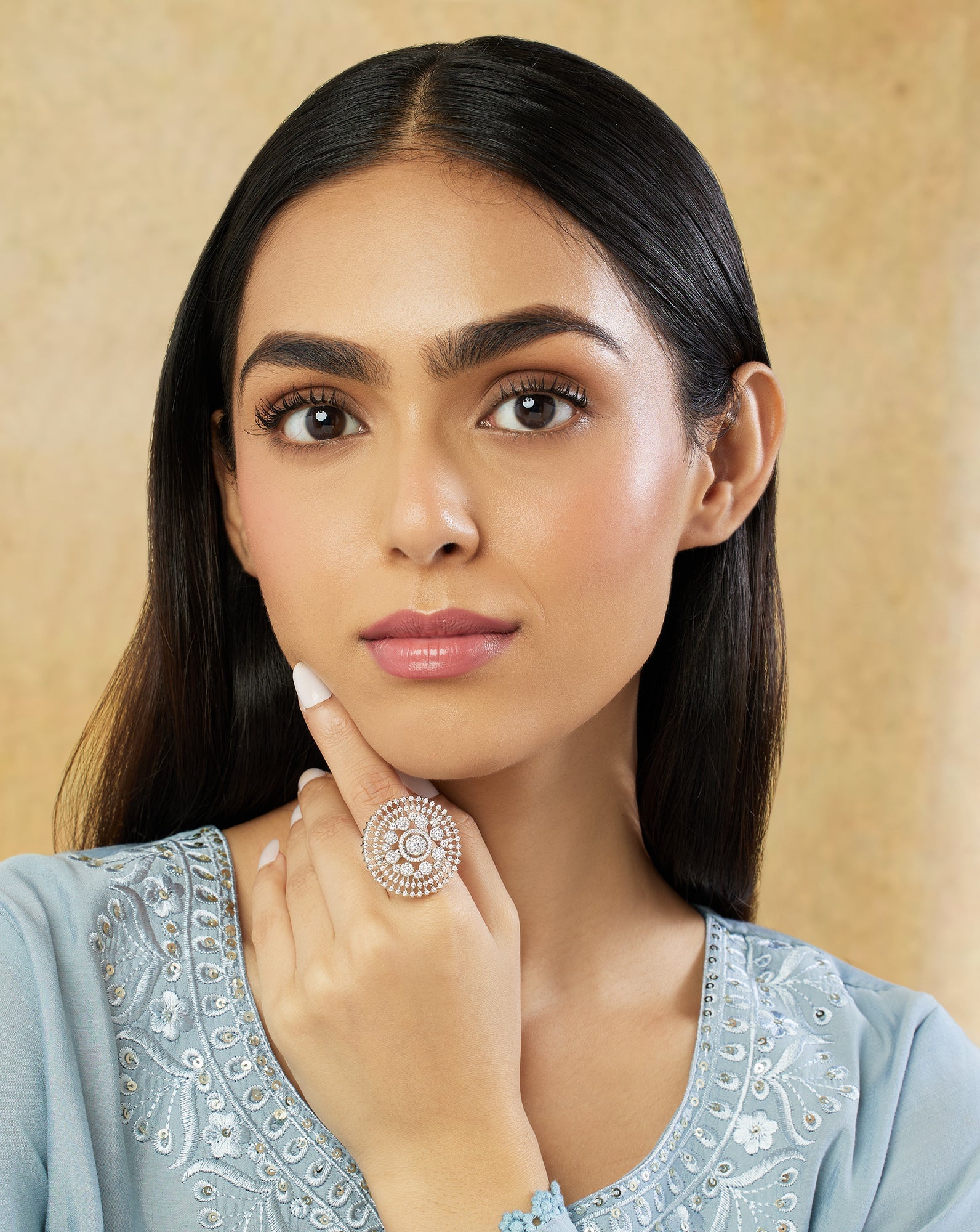 Diamante Zircon Statement Silver Ring