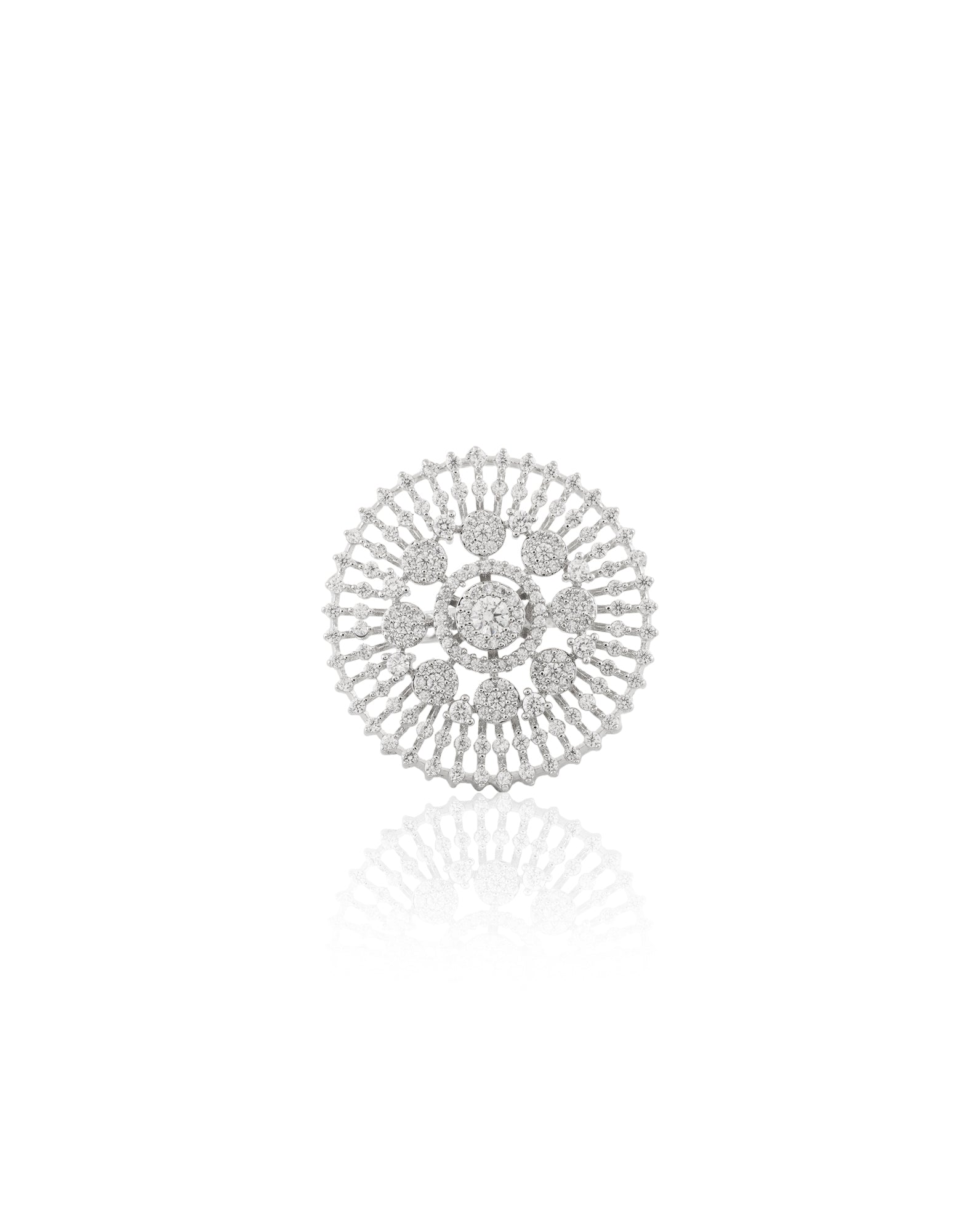 Diamante Zircon Statement Silver Ring
