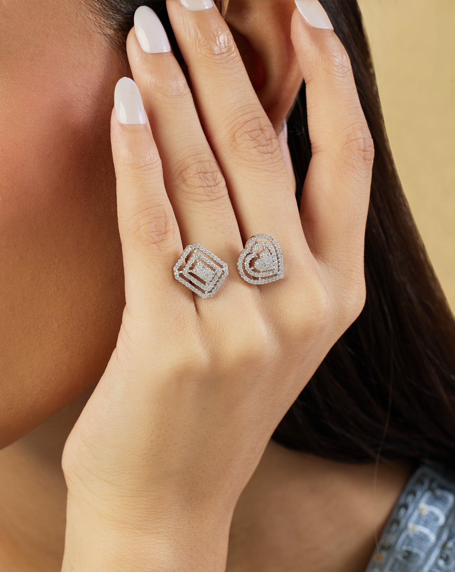 White Zircon Two Headed Ring