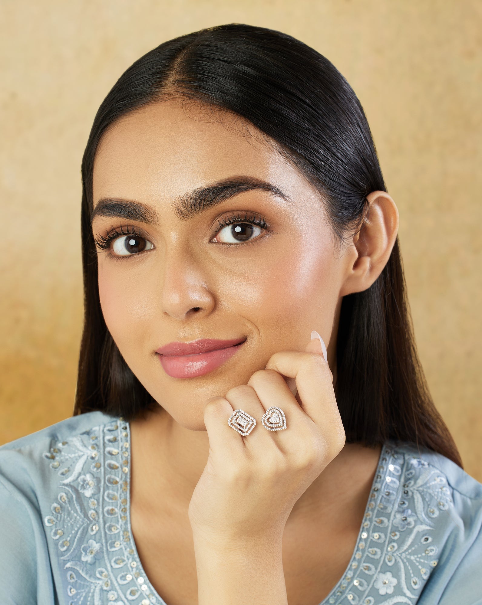 White Zircon Two Headed Ring