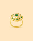 Green Jadau Gold Statement Ring