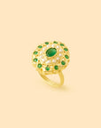 Green Jadau Gold Statement Ring