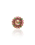 Multicolour Temple Statement Gold Ring