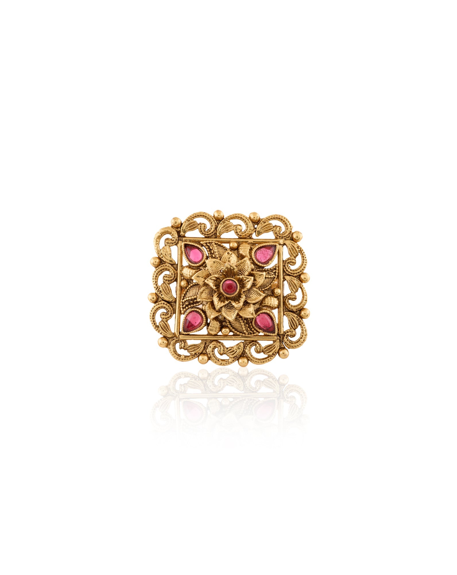 Gold Temple Statement Ring