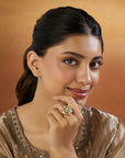 Emerald Jadau Gold Statement Ring