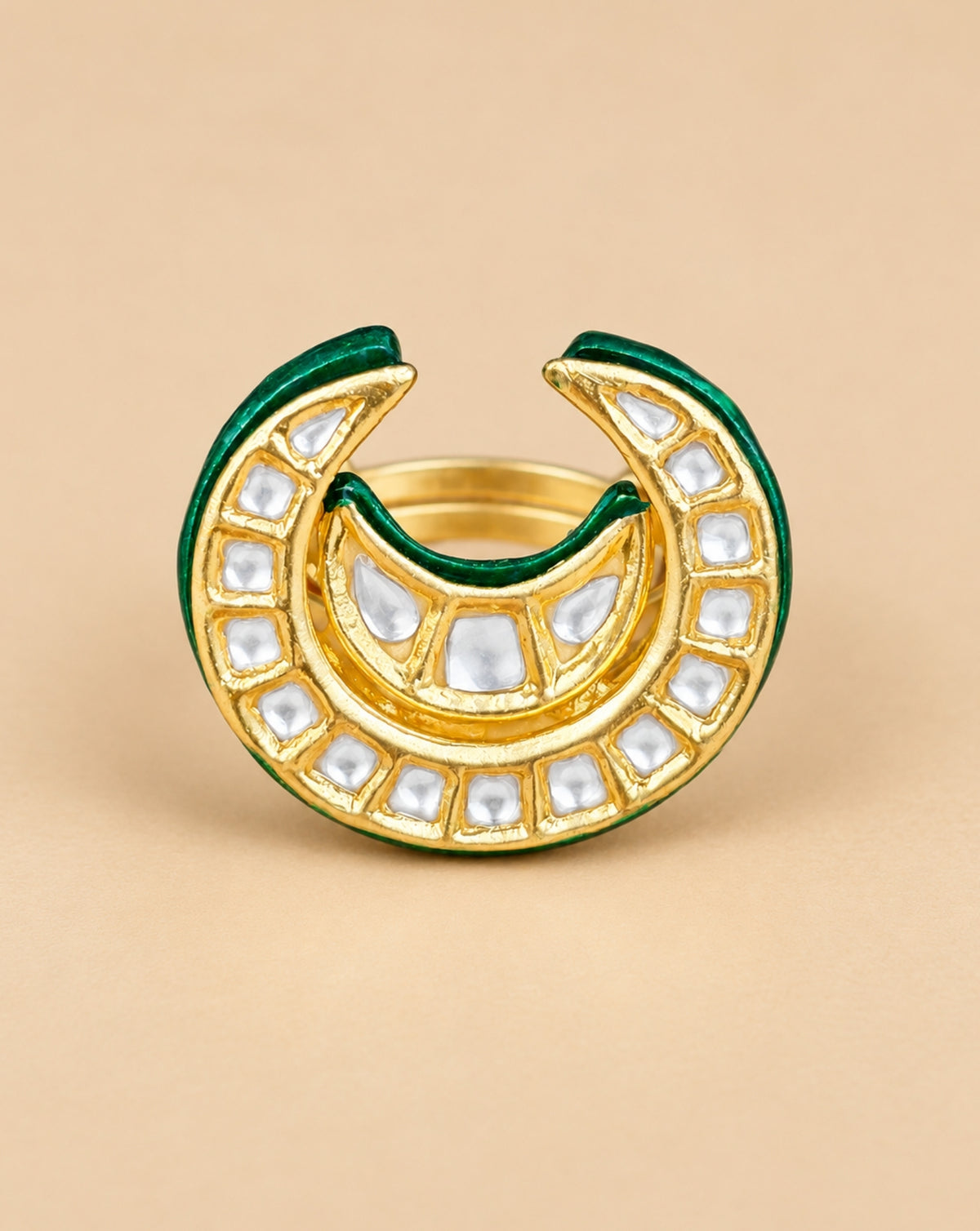 Crescent Kundan Ring