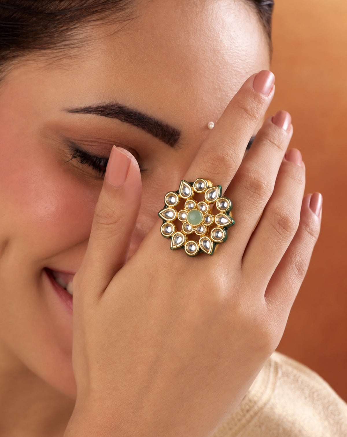 Floral Kundan Ring