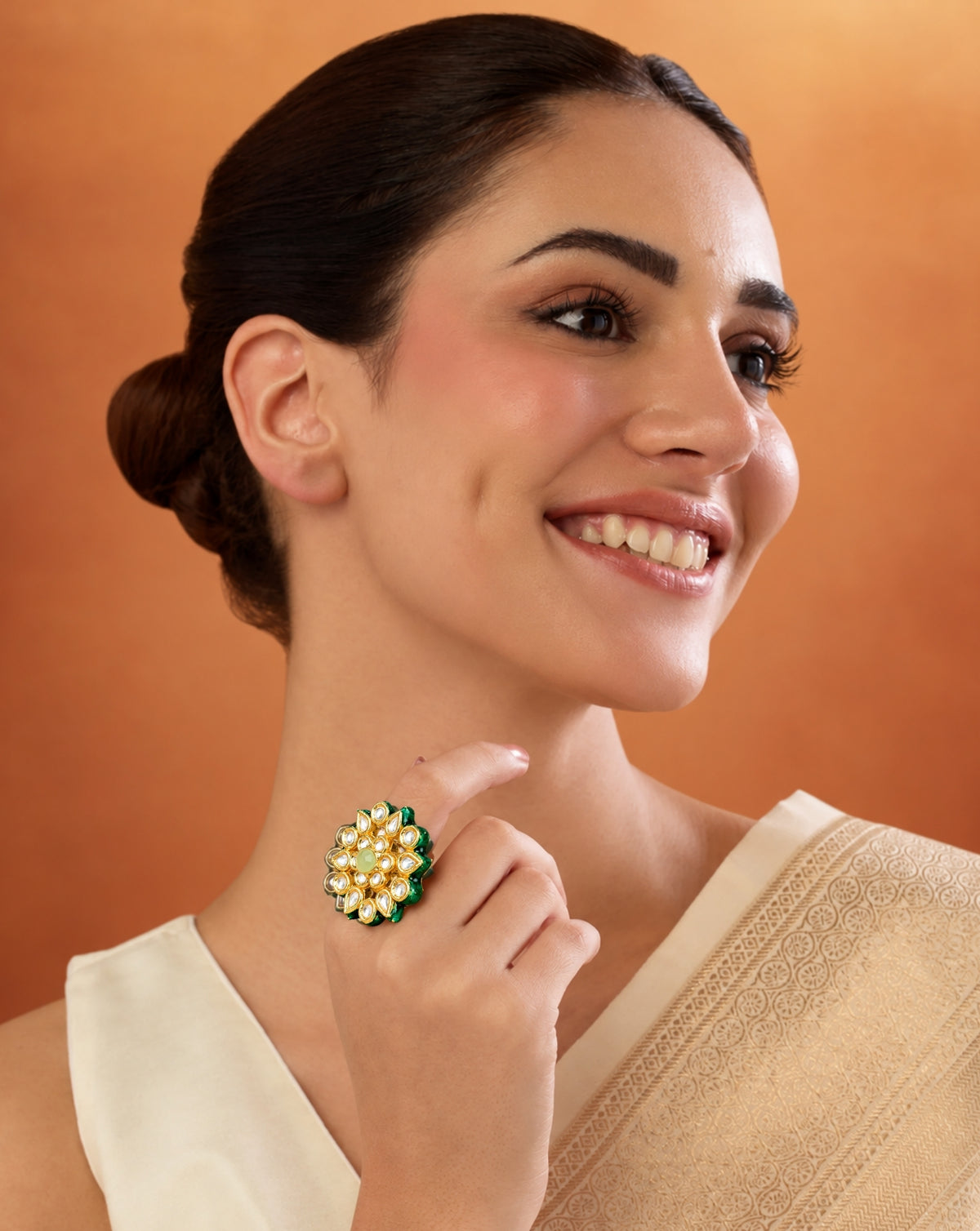 Floral Kundan Ring