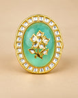Kundan Mint Cocktail Ring