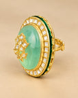 Kundan Mint Cocktail Ring