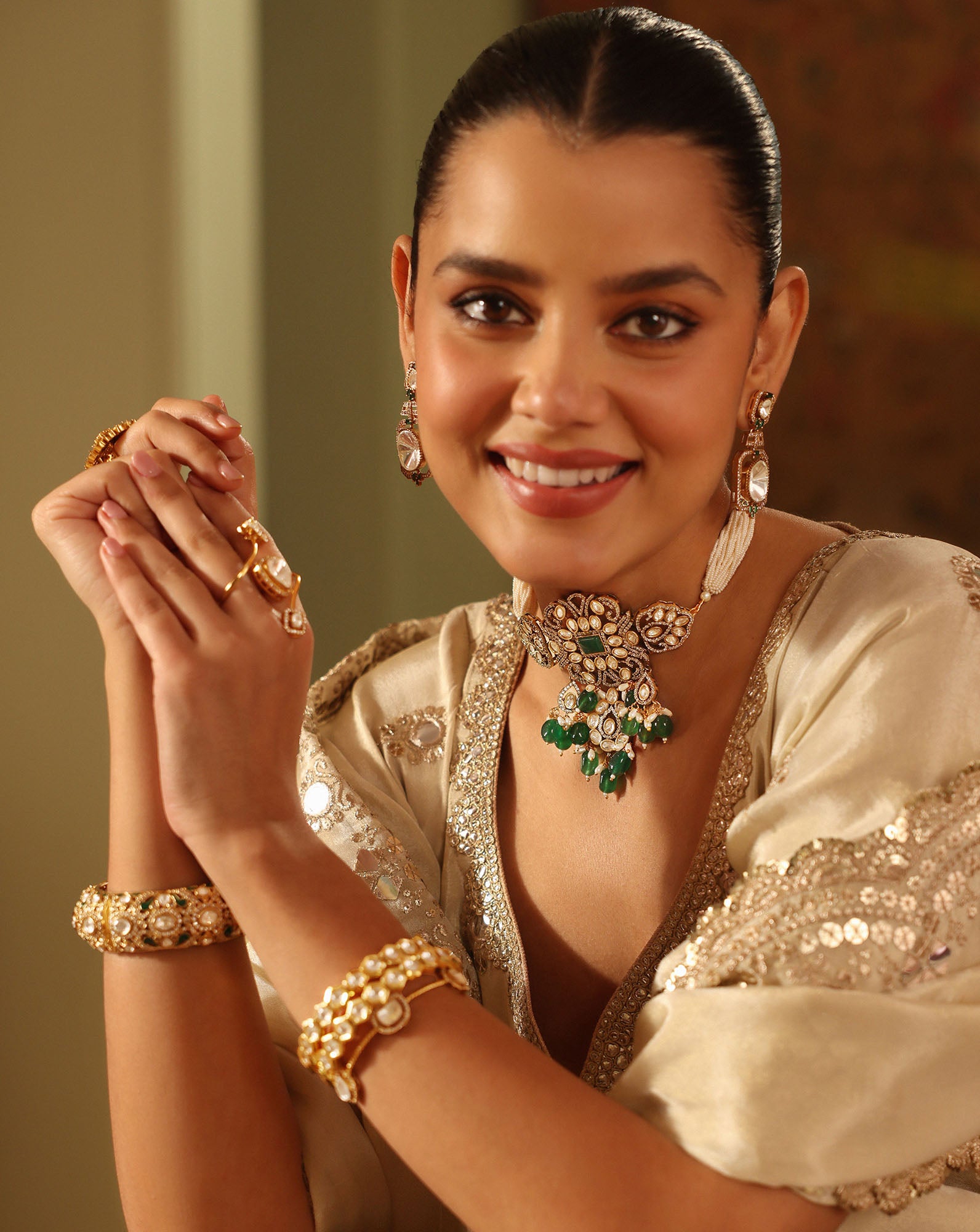 Gold Kundan Festive Bracelet