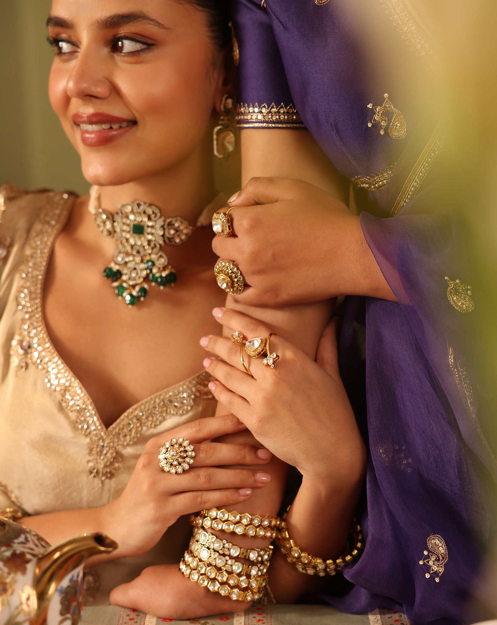 Polki Kundan Cocktail Ring