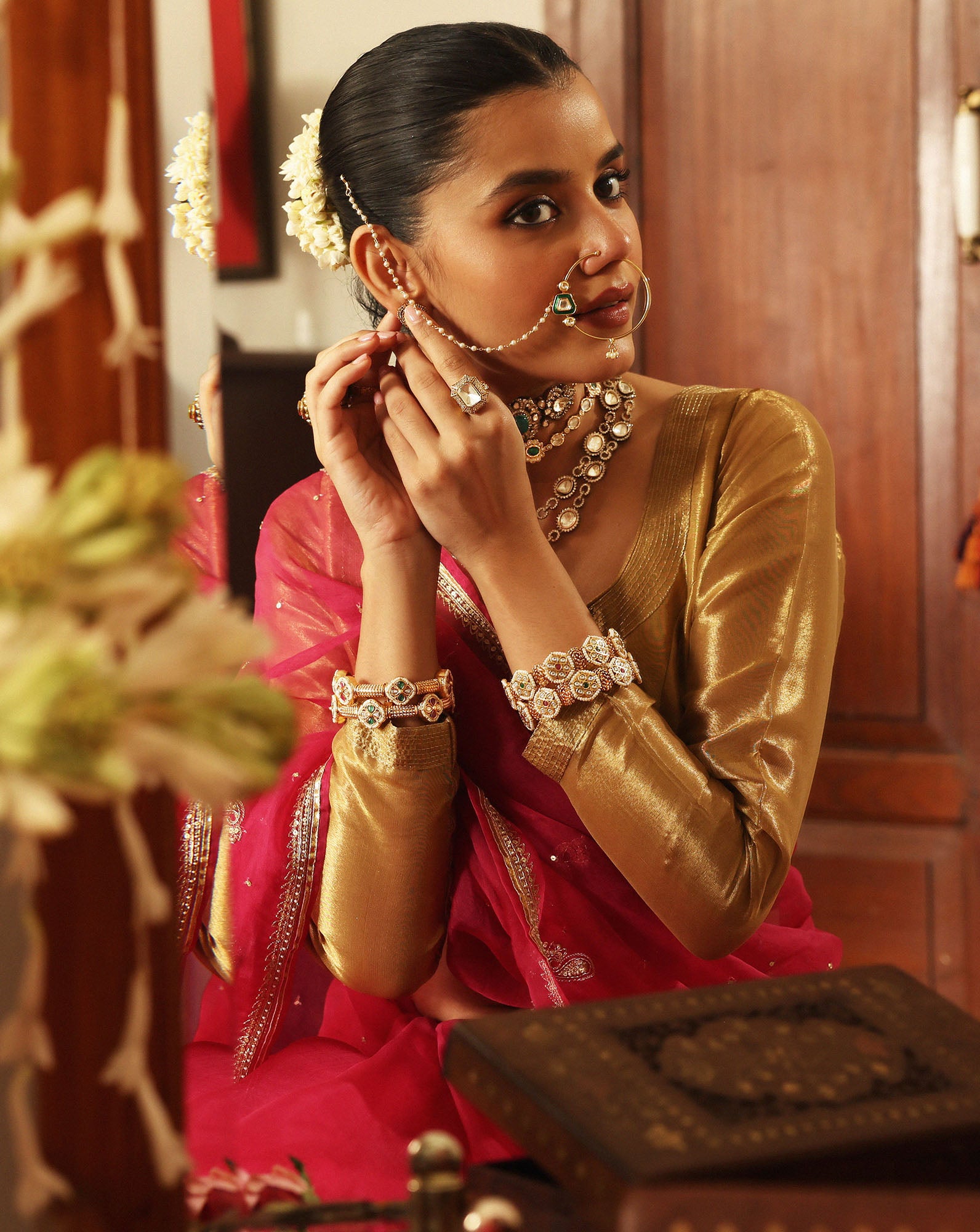 Kundan Polki Square Statement Ring