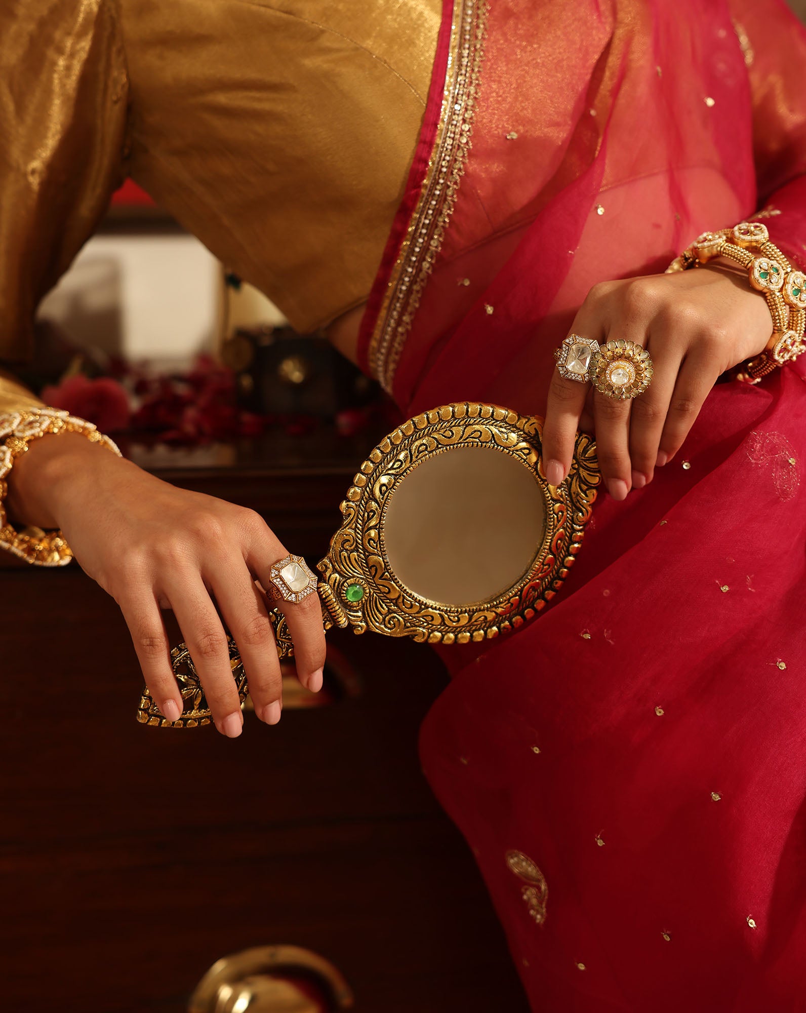 Pearl Kundan Polki Choker Necklace Set