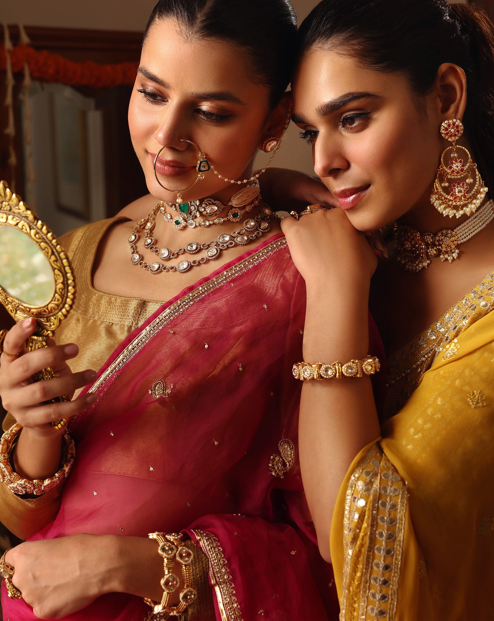 Pearl Kundan Polki Choker Necklace Set