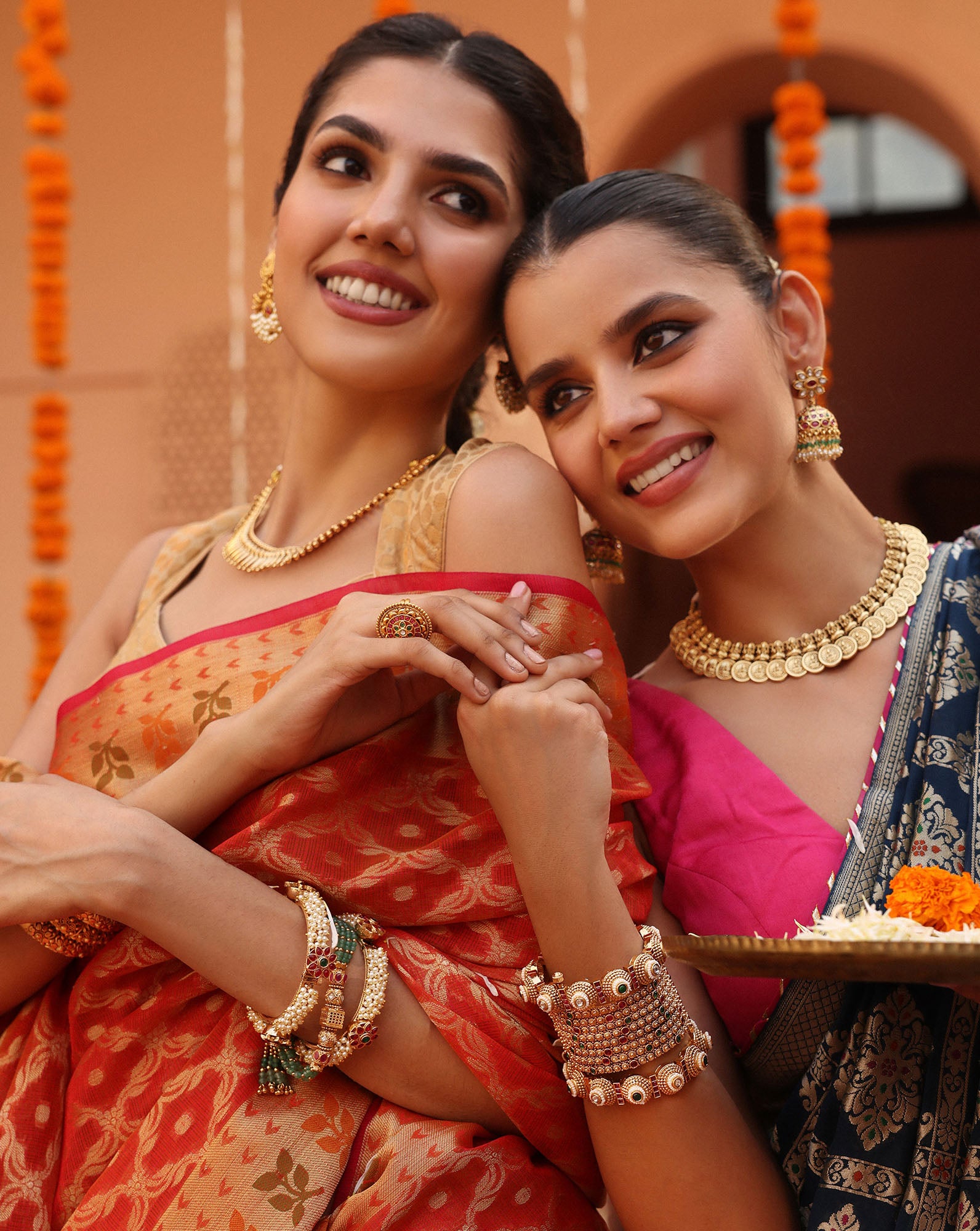Pearl Temple Statement Bangles